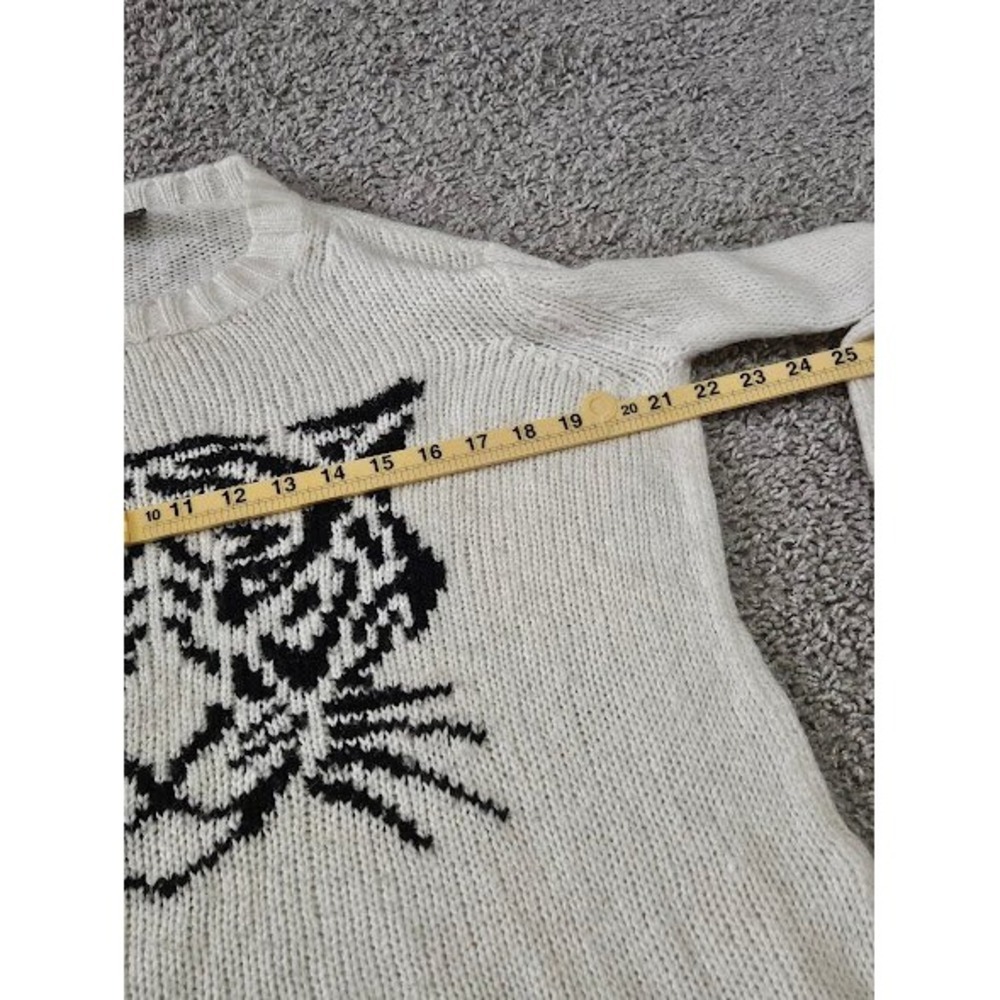 Wooden Ships Tiger Sweater Women XS White Wool Blend Knit Long Sleeve - Picture 8 of 11